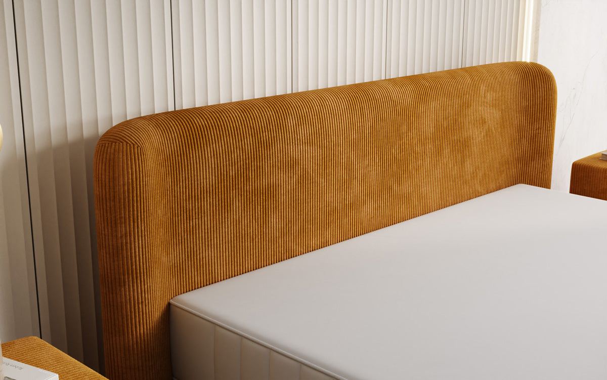 Designer gestoffeerd bed Enna in Ribstof