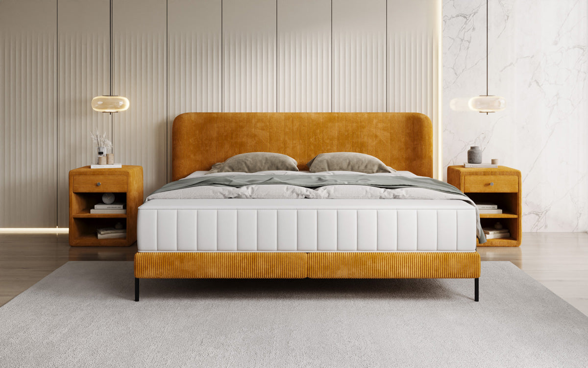 Designer gestoffeerd bed Enna in Ribstof