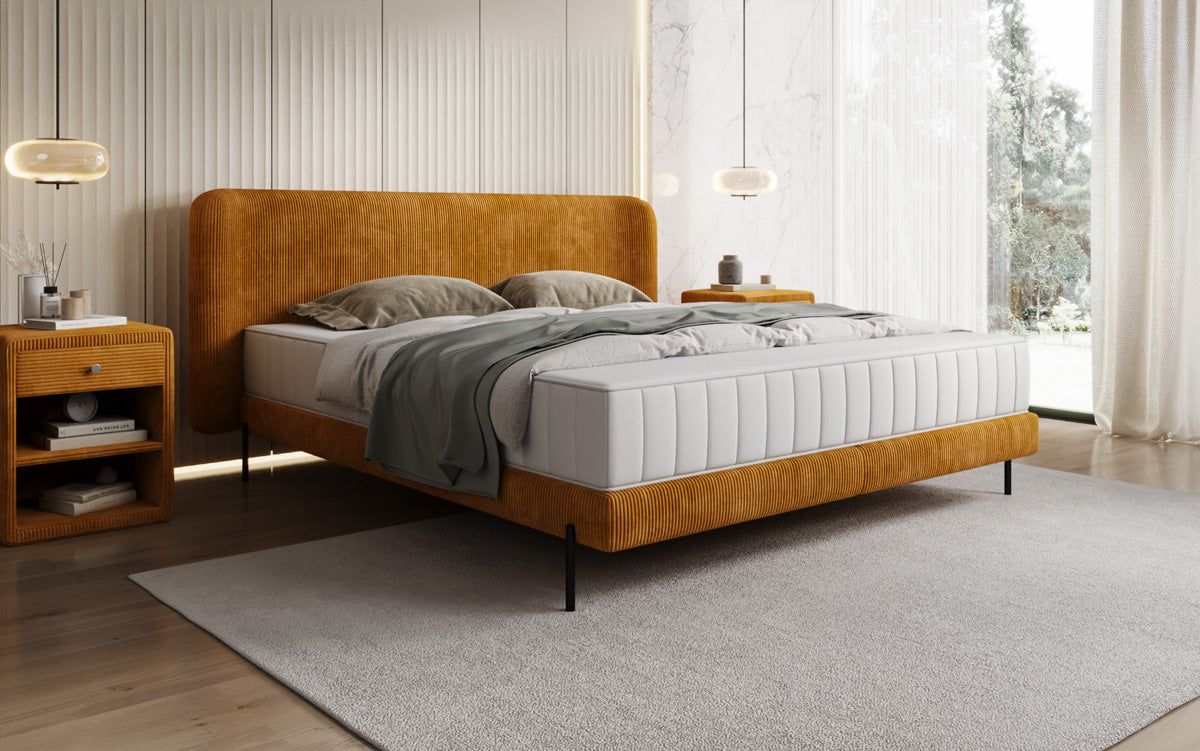 Designer gestoffeerd bed Enna in Ribstof