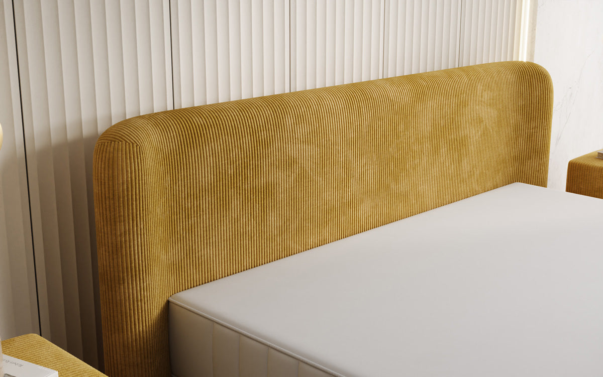 Designer gestoffeerd bed Enna in Ribstof