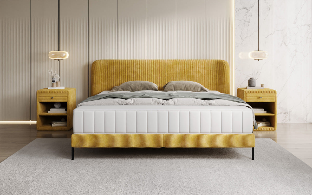 Designer gestoffeerd bed Enna in Ribstof