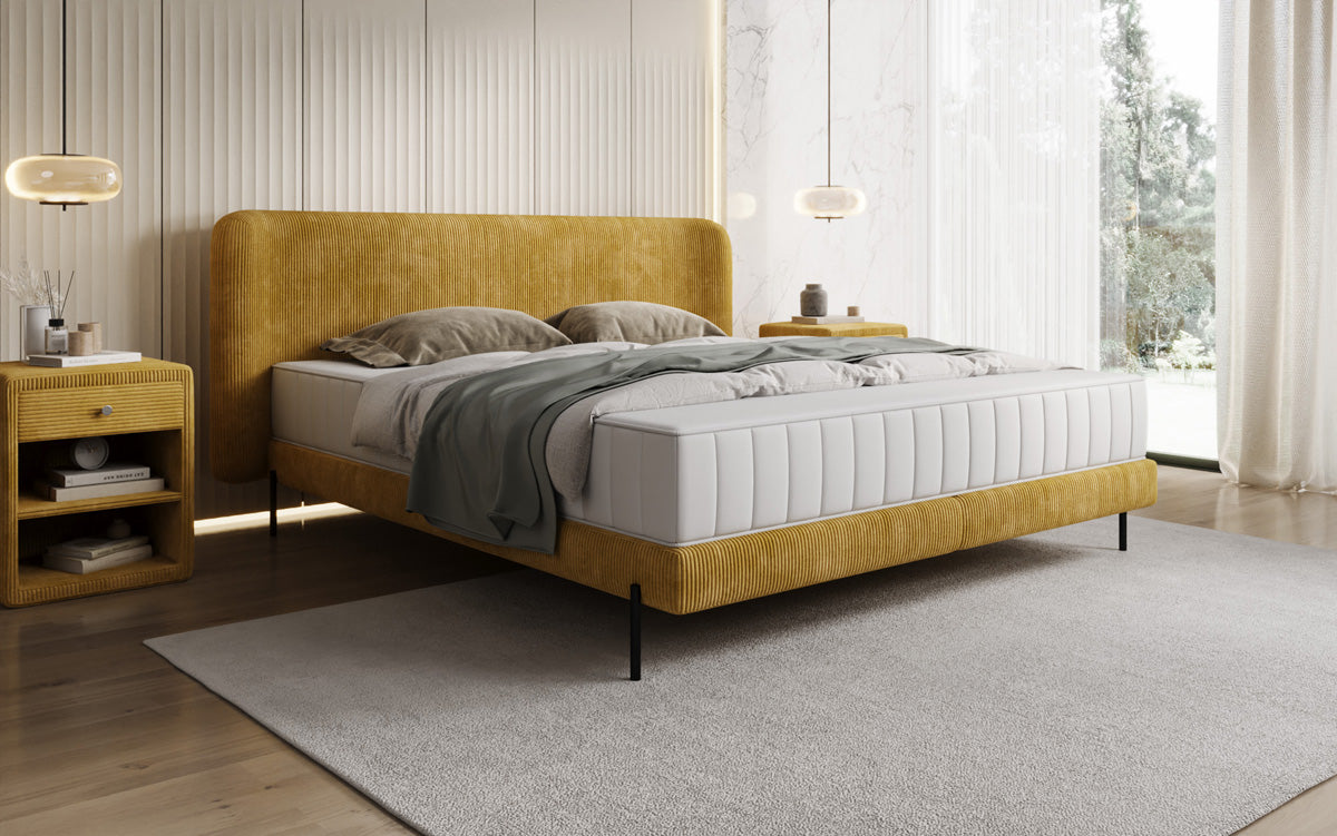 Designer gestoffeerd bed Enna in Ribstof