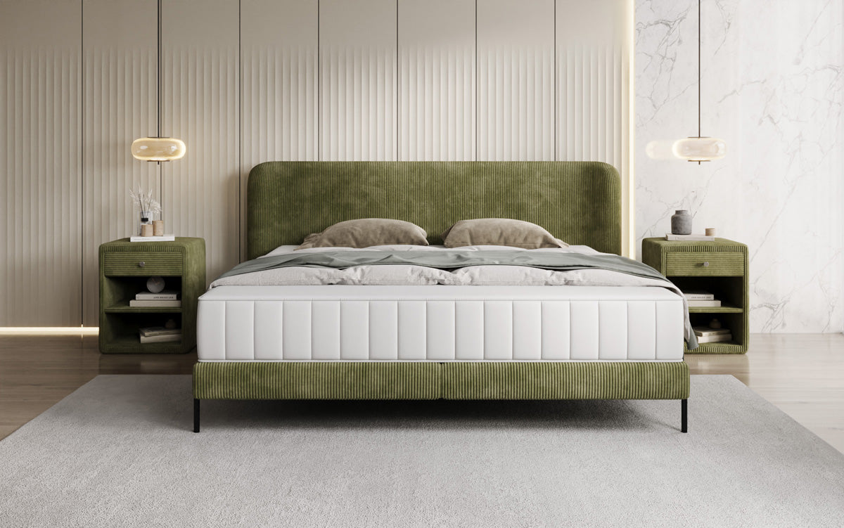 Designer gestoffeerd bed Enna in Ribstof