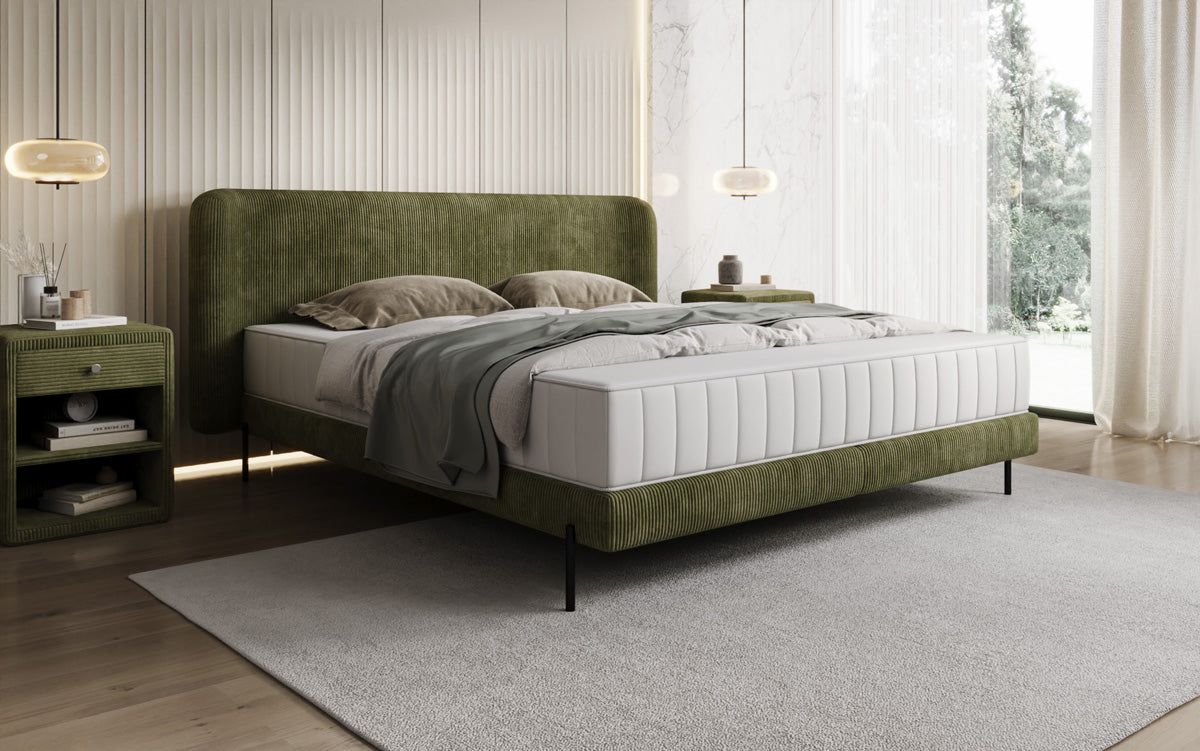 Designer gestoffeerd bed Enna in Ribstof
