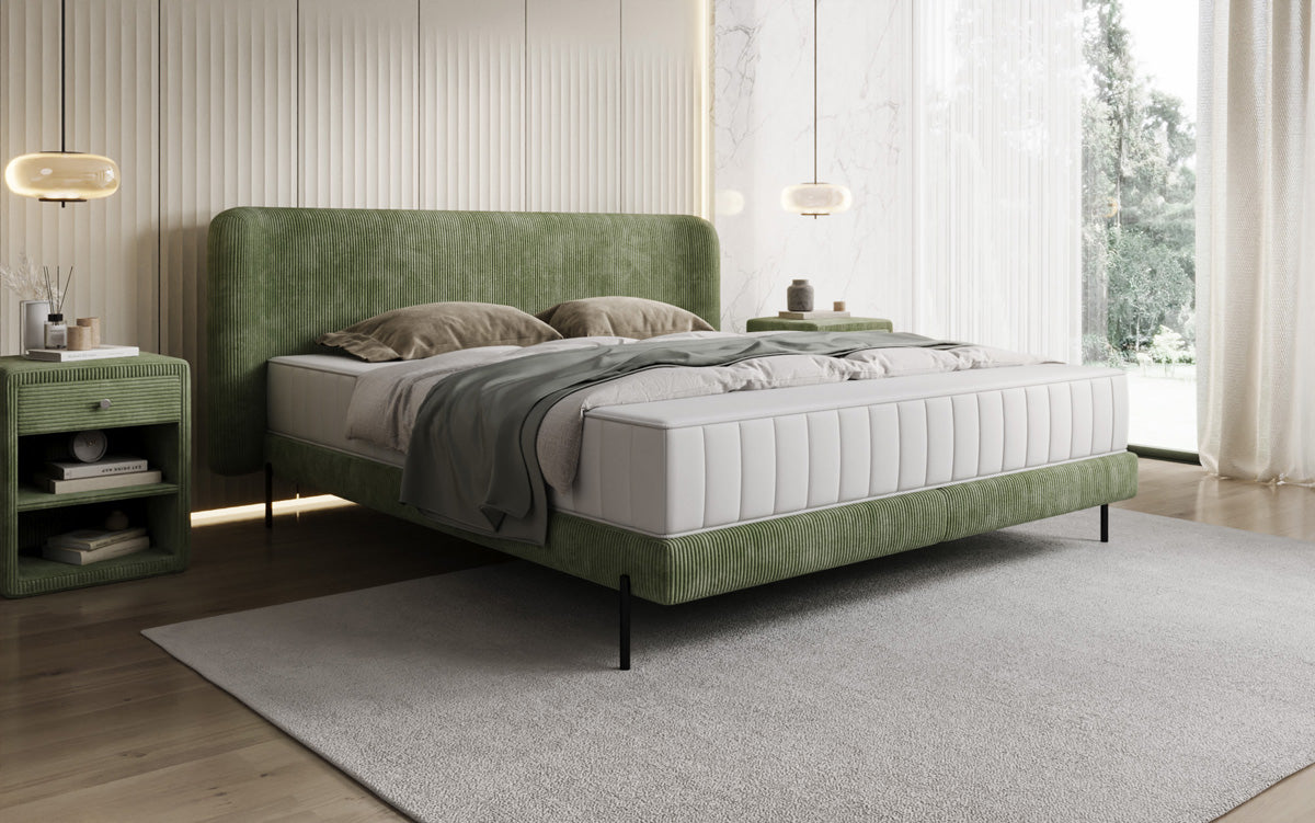 Designer gestoffeerd bed Enna in Ribstof