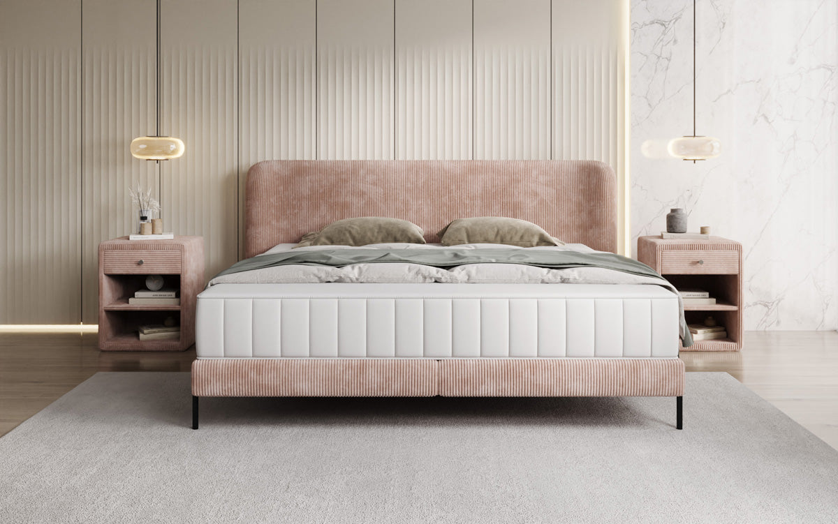 Designer gestoffeerd bed Enna in Ribstof