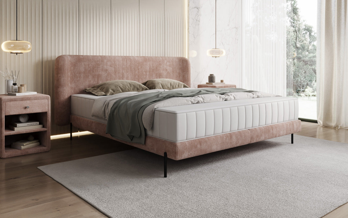 Designer gestoffeerd bed Enna in Ribstof