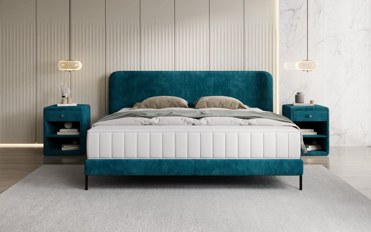 Designer gestoffeerd bed Enna in Ribstof