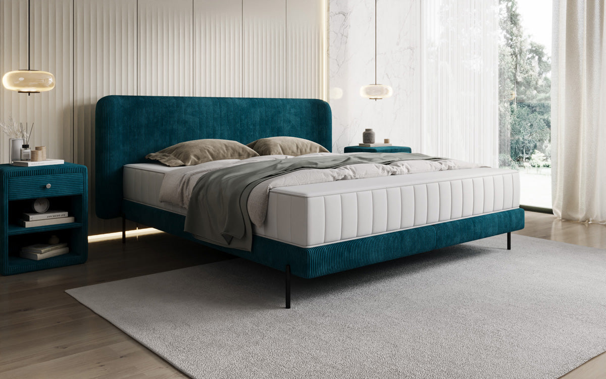 Designer gestoffeerd bed Enna in Ribstof