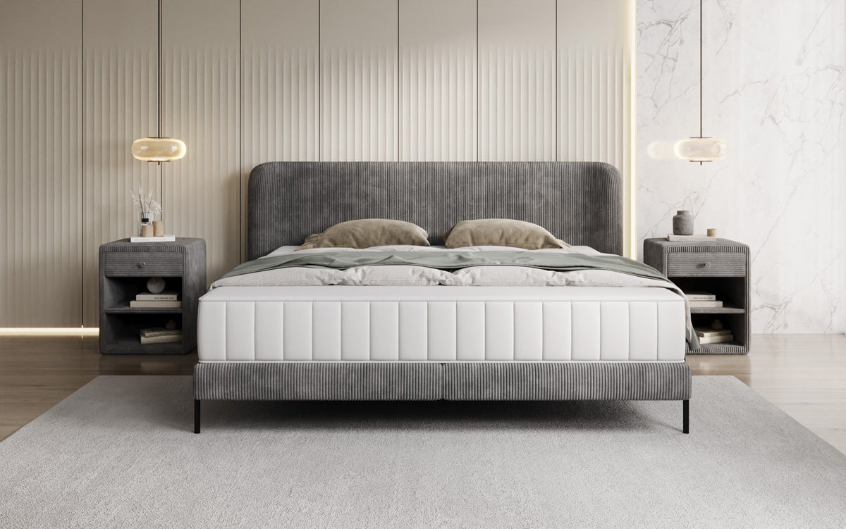 Designer gestoffeerd bed Enna in Ribstof