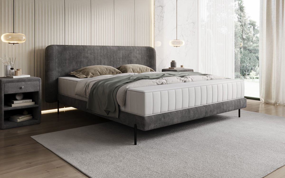 Designer gestoffeerd bed Enna in Ribstof