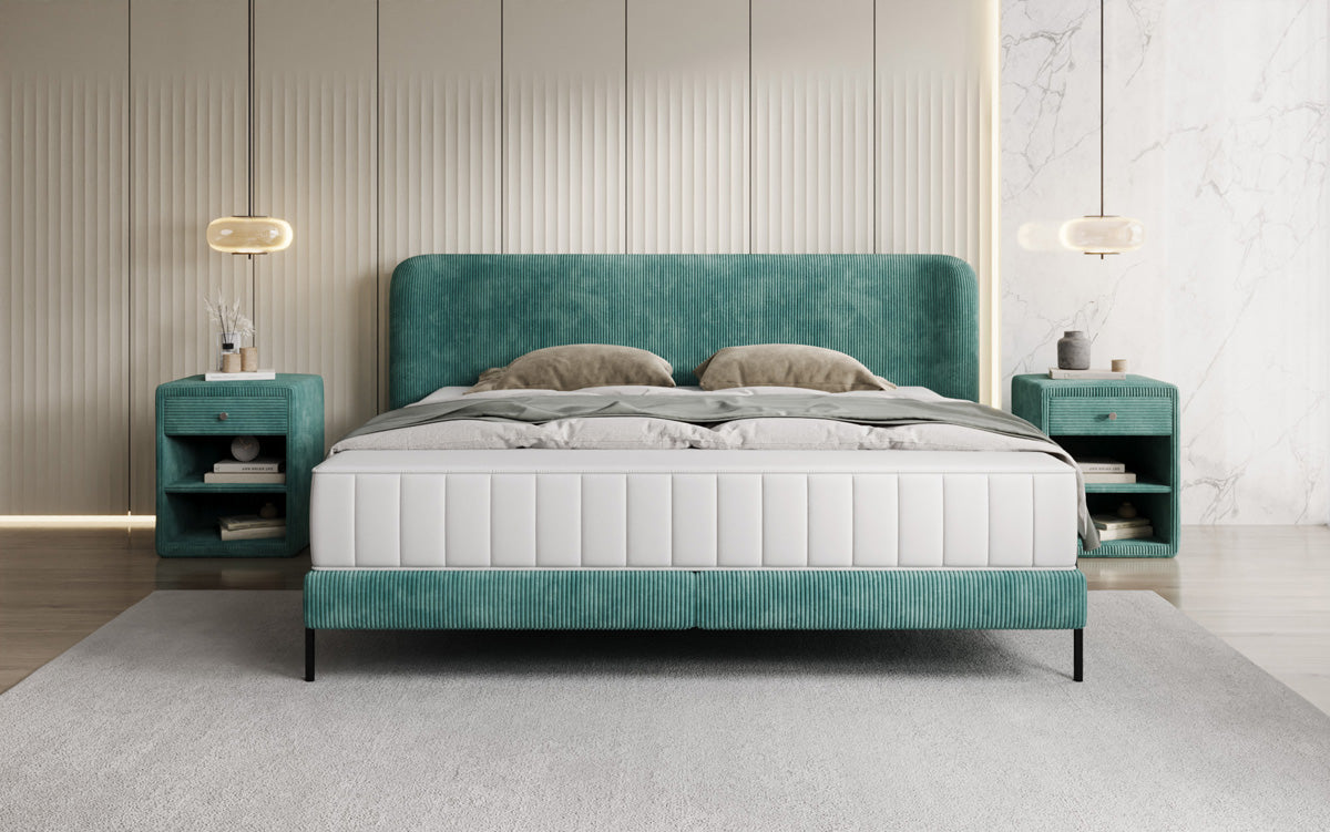 Designer gestoffeerd bed Enna in Ribstof