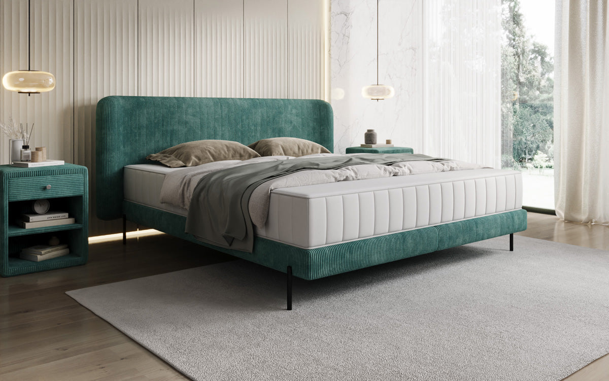 Designer gestoffeerd bed Enna in Ribstof