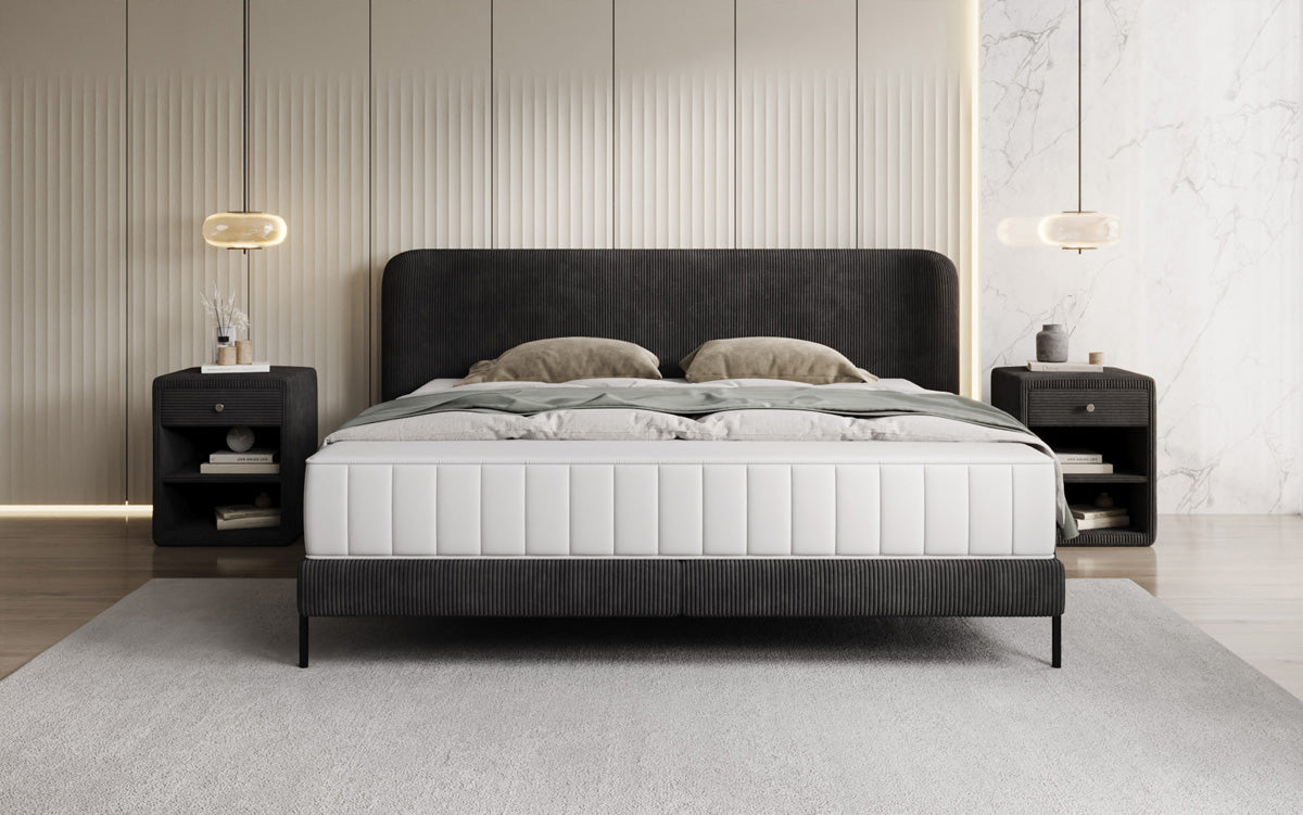 Designer gestoffeerd bed Enna in Ribstof