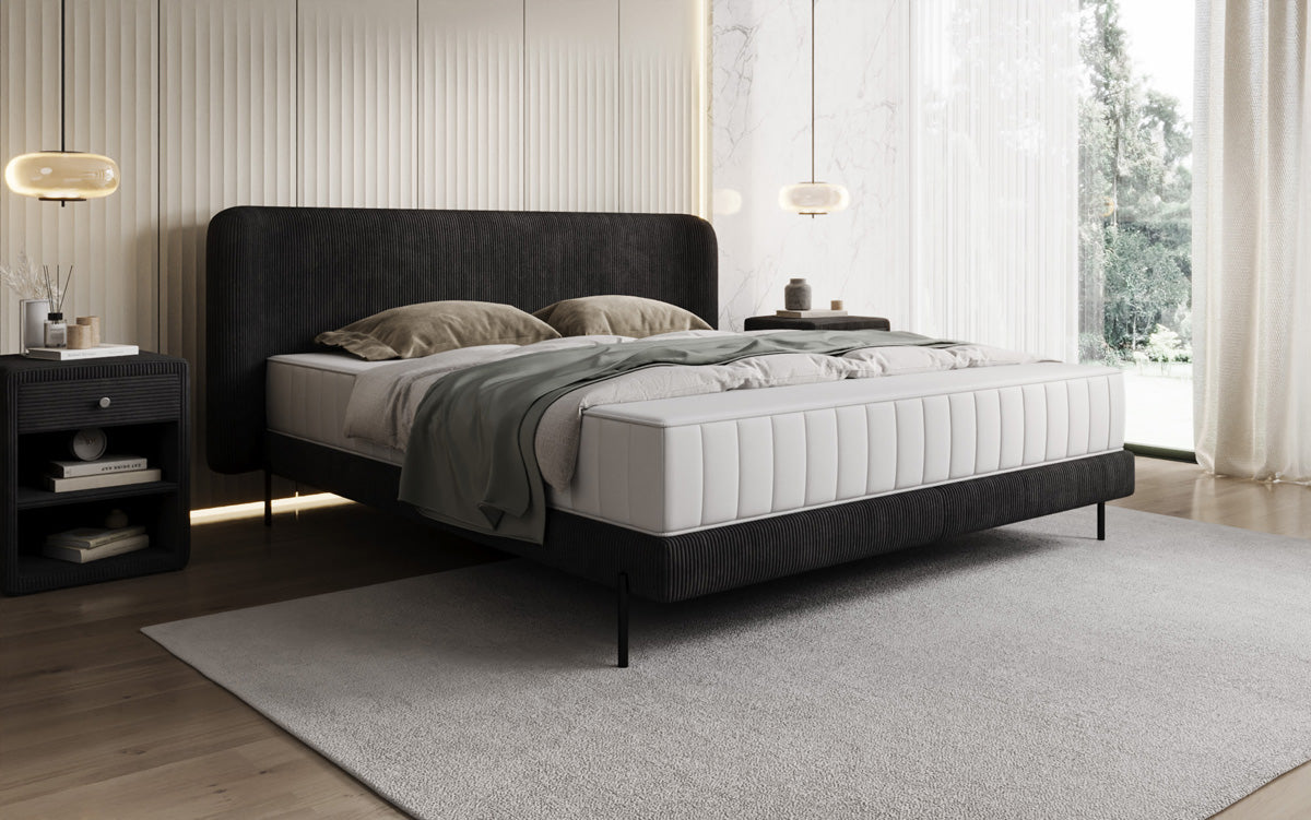 Designer gestoffeerd bed Enna in Ribstof