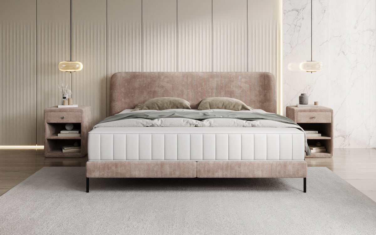 Designer gestoffeerd bed Enna in Ribstof