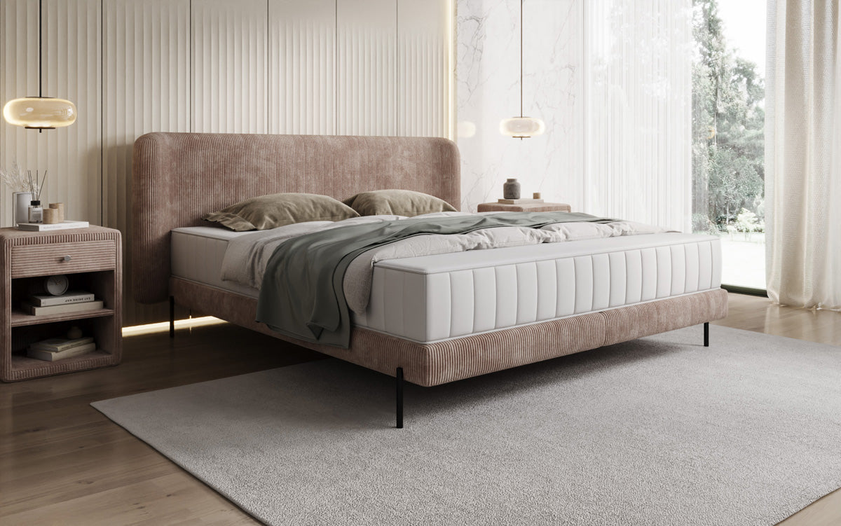 Designer gestoffeerd bed Enna in Ribstof