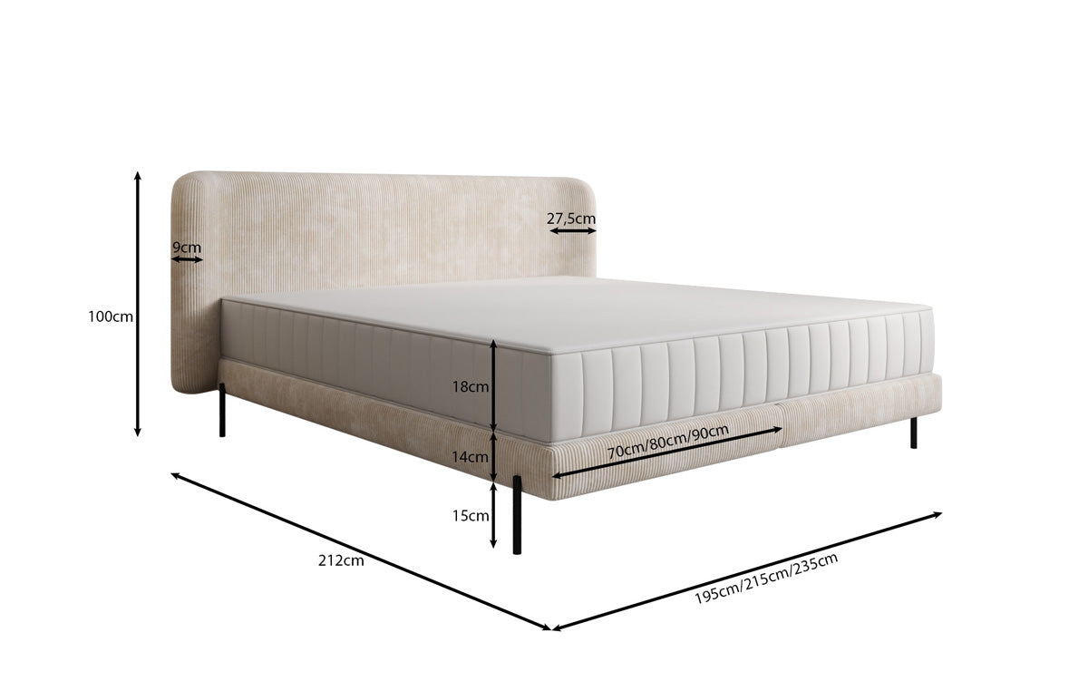 Designer gestoffeerd bed Enna in Ribstof