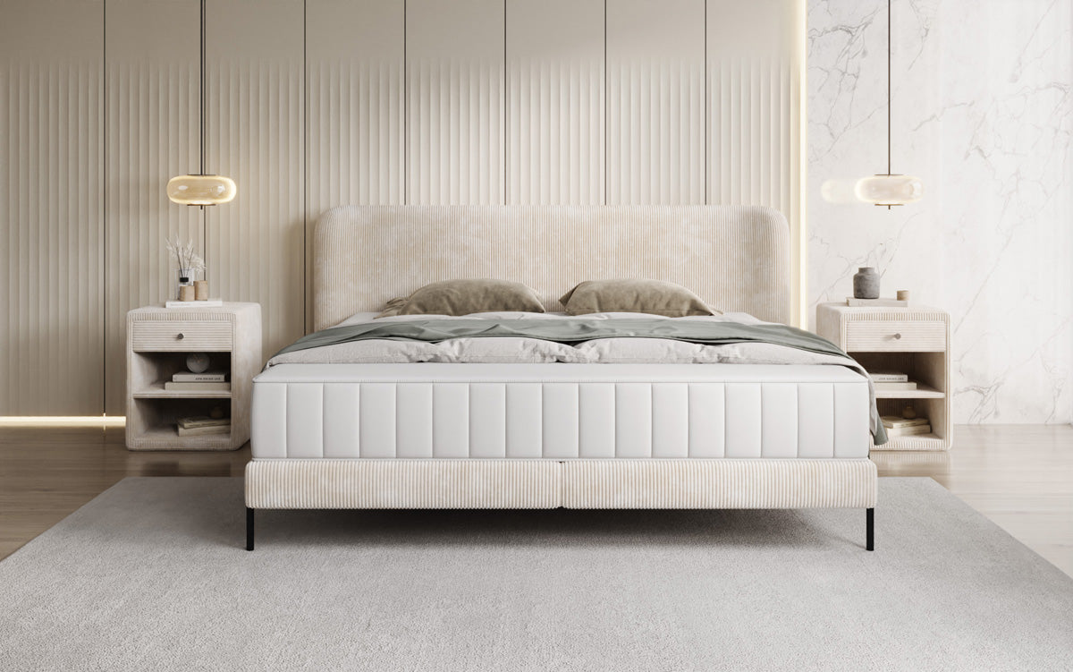 Designer gestoffeerd bed Enna in Ribstof