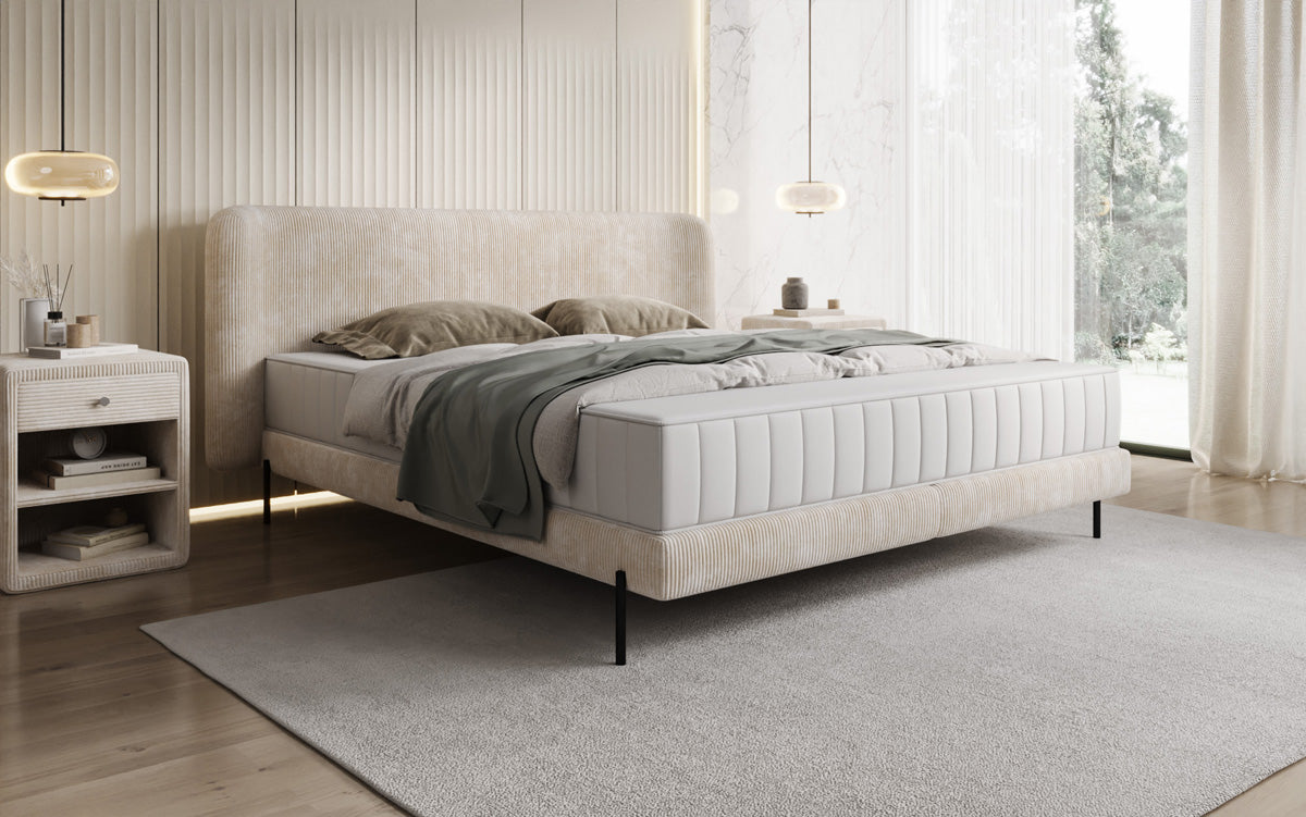 Designer gestoffeerd bed Enna in Ribstof