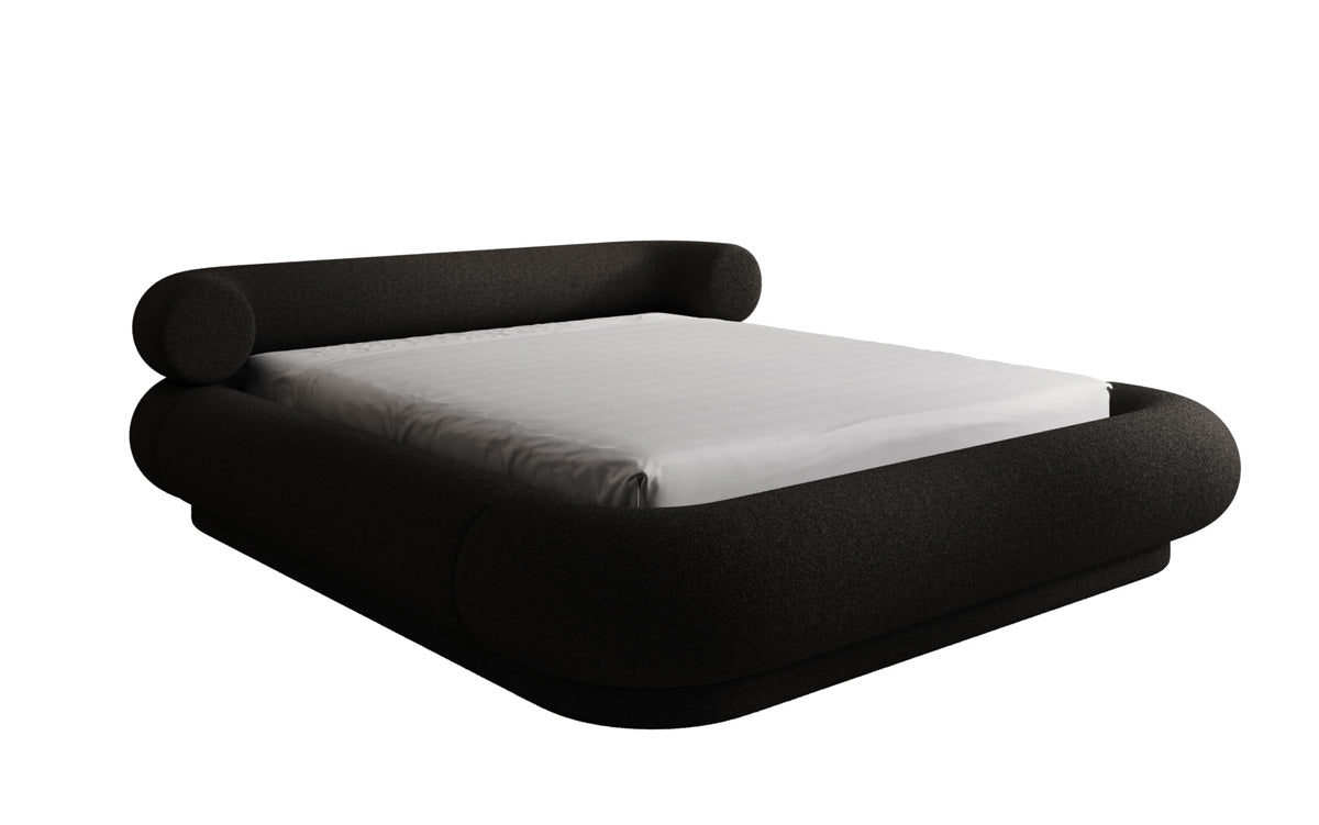 Designer gestoffeerd bed Mochi in Teddystof Bouclé met opbergruimte