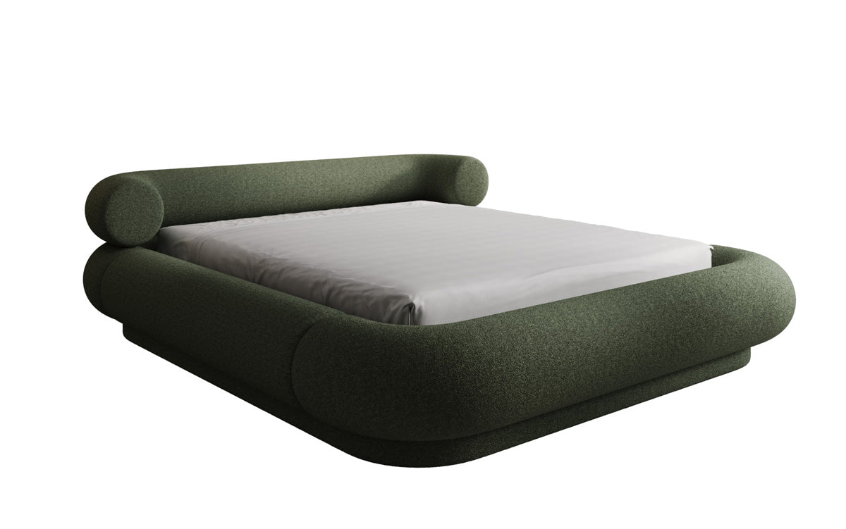 Designer gestoffeerd bed Mochi in Teddystof Bouclé met opbergruimte