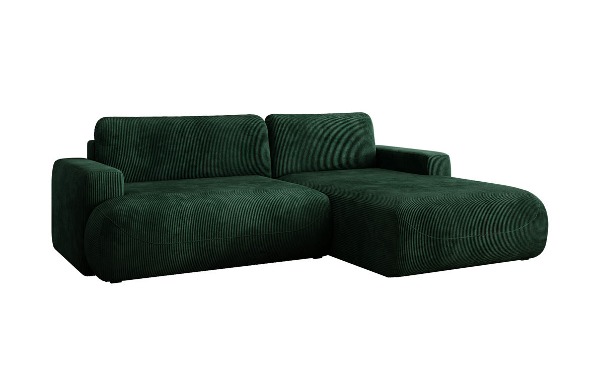 Designer hoekbank Enzo met slaap- en uitklapfunctie in Ribstof