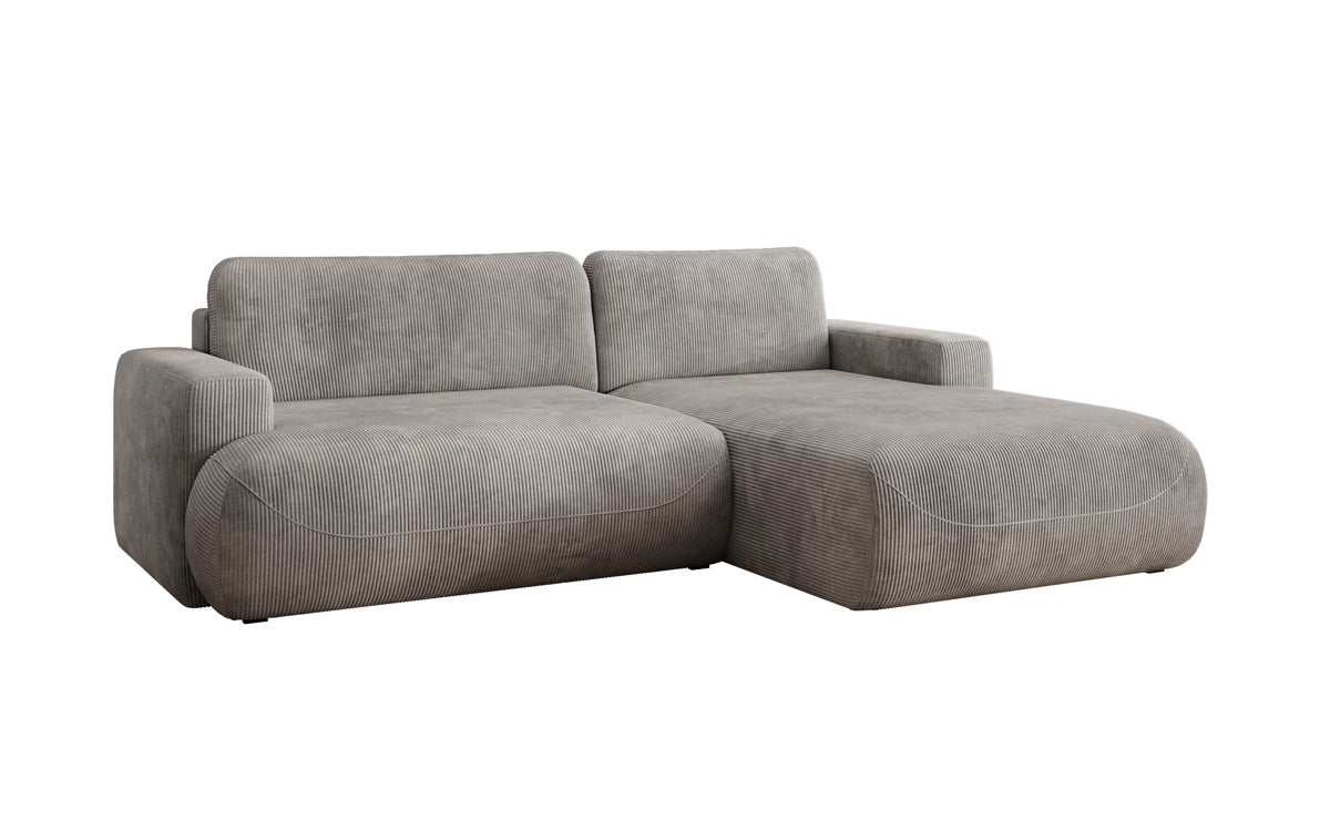 Designer hoekbank Enzo met slaap- en uitklapfunctie in Ribstof