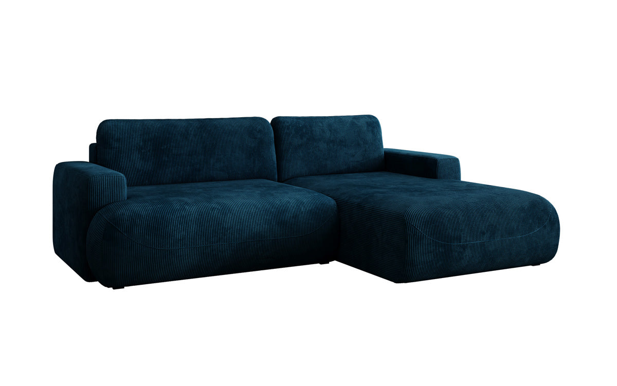 Designer hoekbank Enzo met slaap- en uitklapfunctie in Ribstof