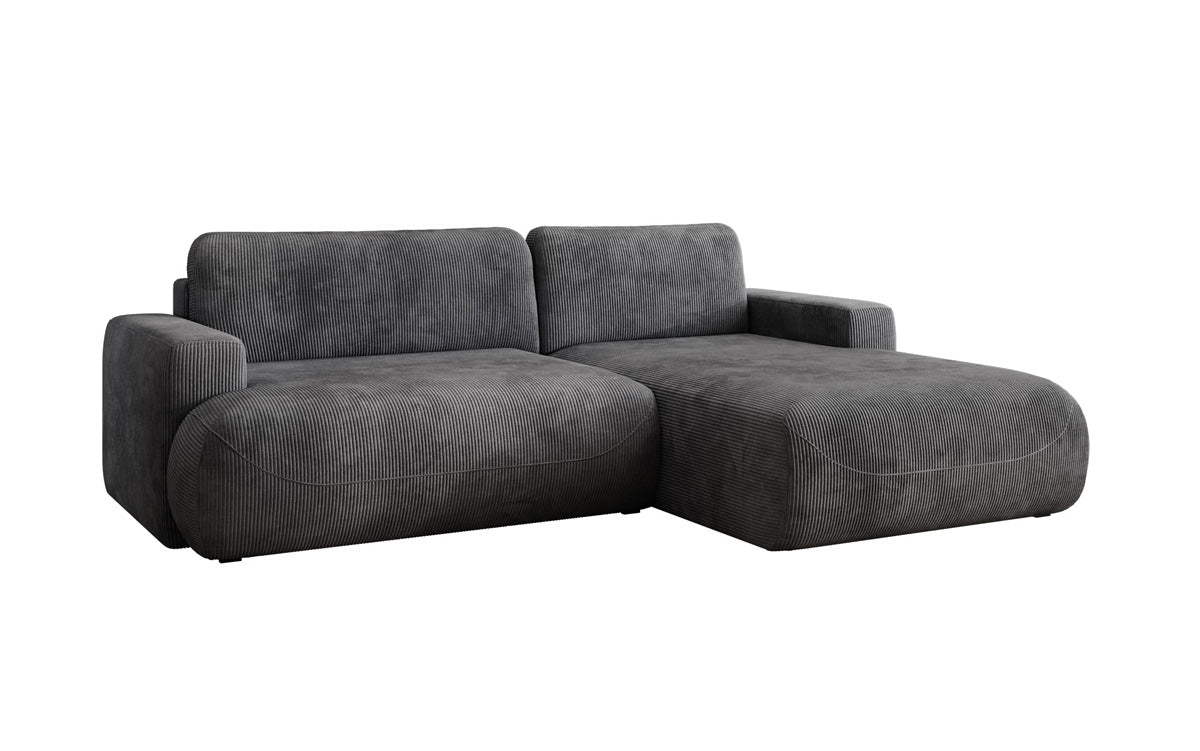 Designer hoekbank Enzo met slaap- en uitklapfunctie in Ribstof