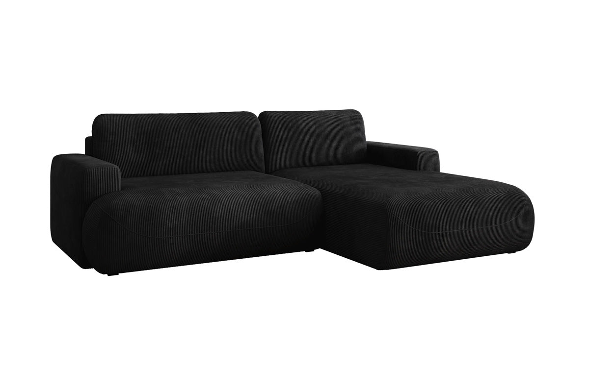 Designer hoekbank Enzo met slaap- en uitklapfunctie in Ribstof