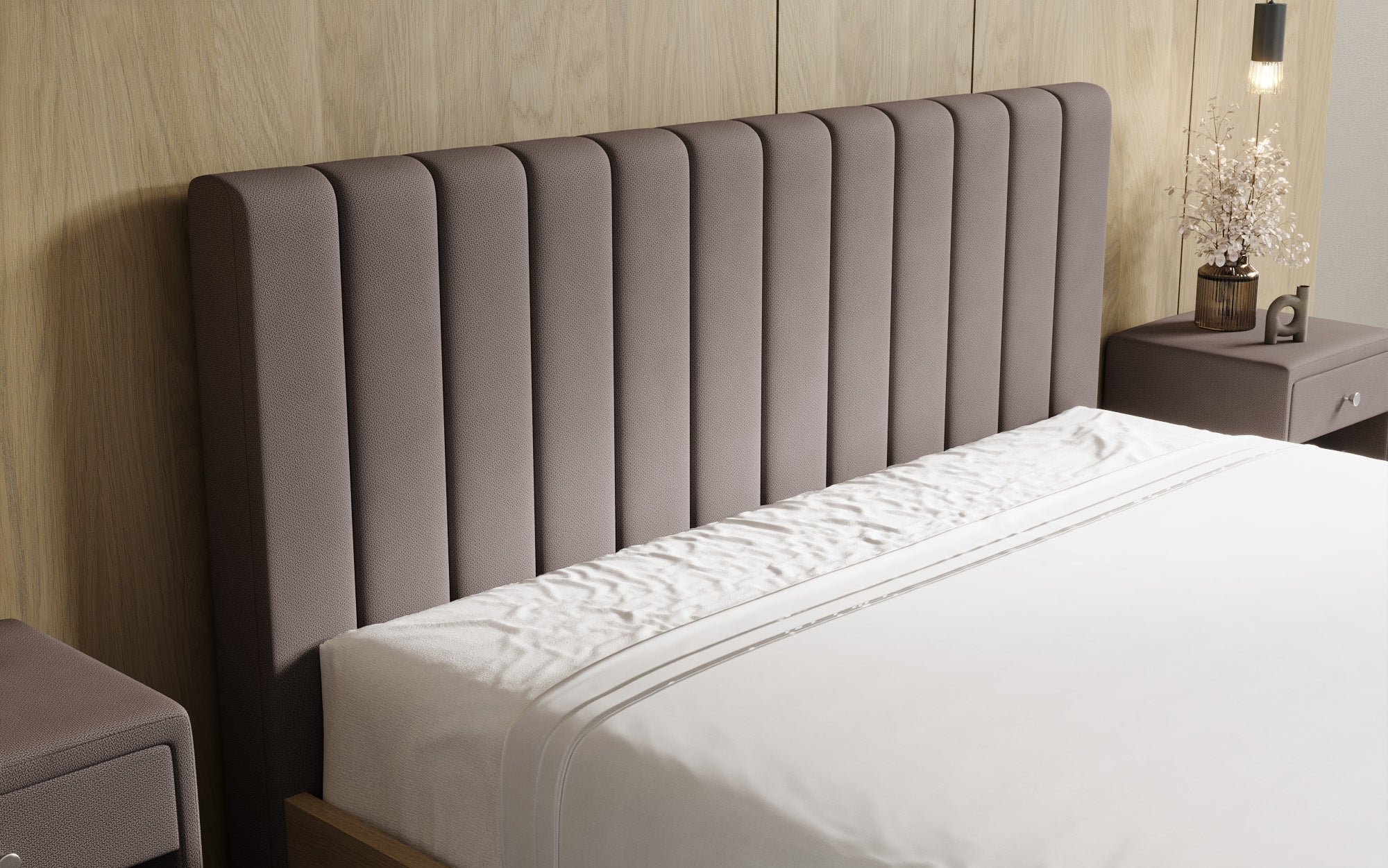 Designer gestoffeerd bed Fiore Linea in Stof met opbergruimte