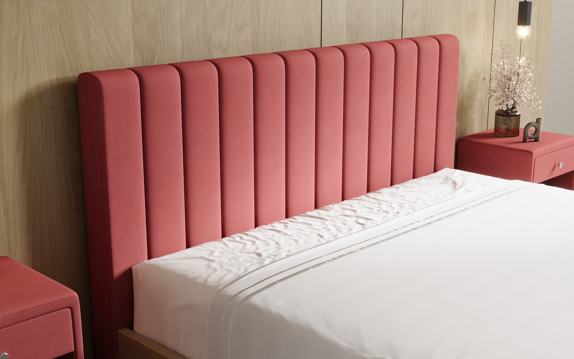 Designer gestoffeerd bed Fiore Linea in Stof met opbergruimte