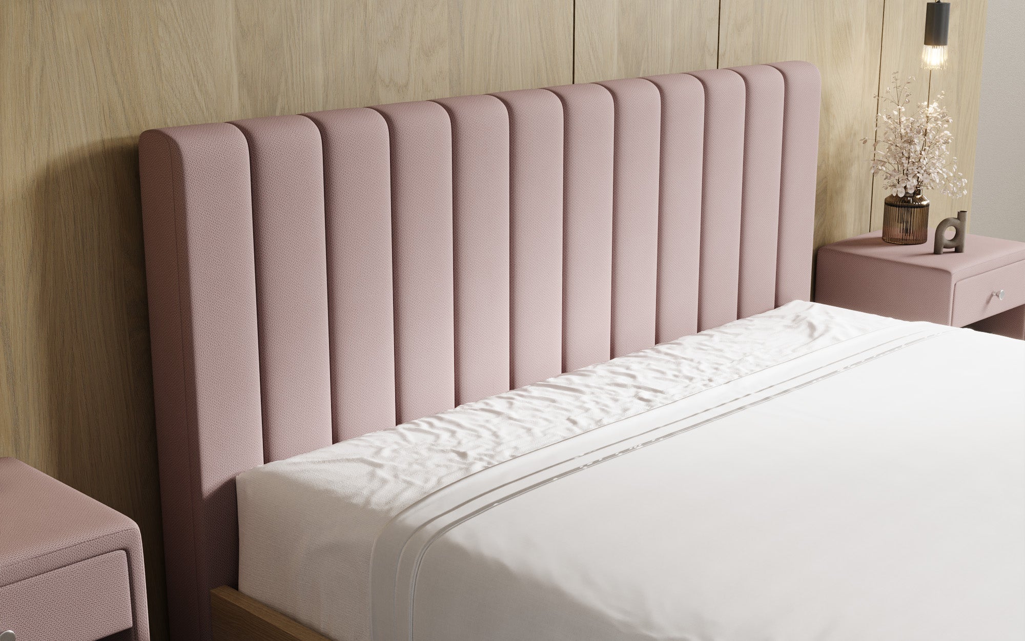 Designer gestoffeerd bed Fiore Linea in Stof met opbergruimte