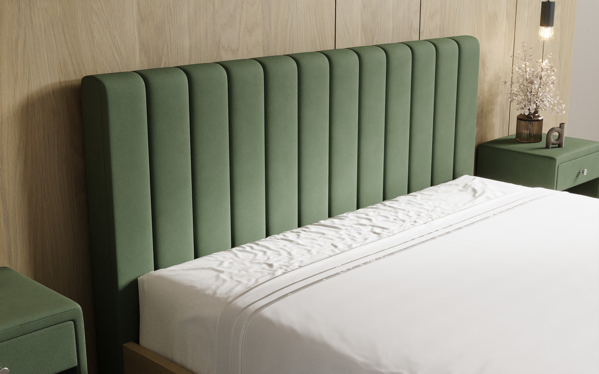 Designer gestoffeerd bed Fiore Linea in Stof met opbergruimte