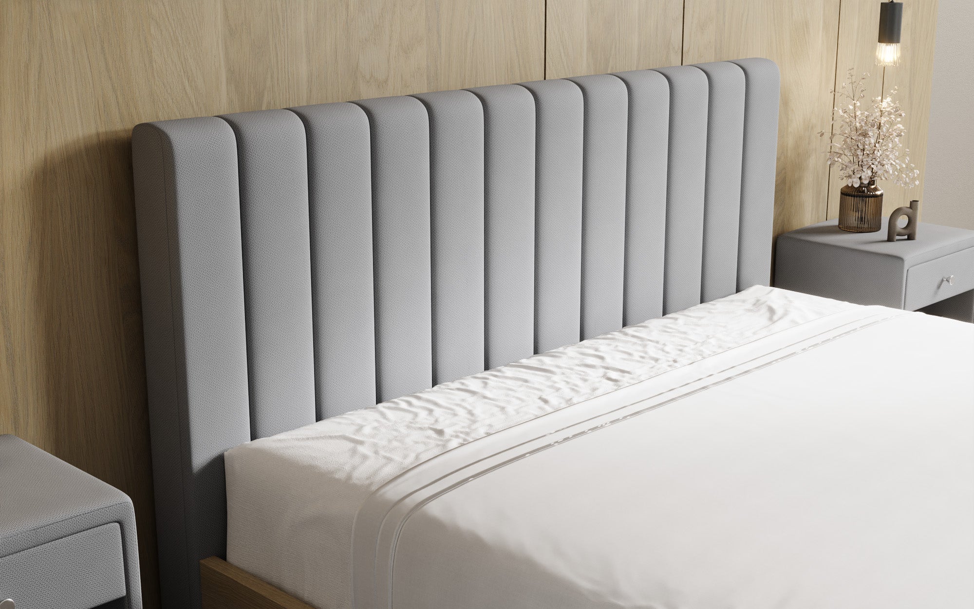 Designer gestoffeerd bed Fiore Linea in Stof met opbergruimte