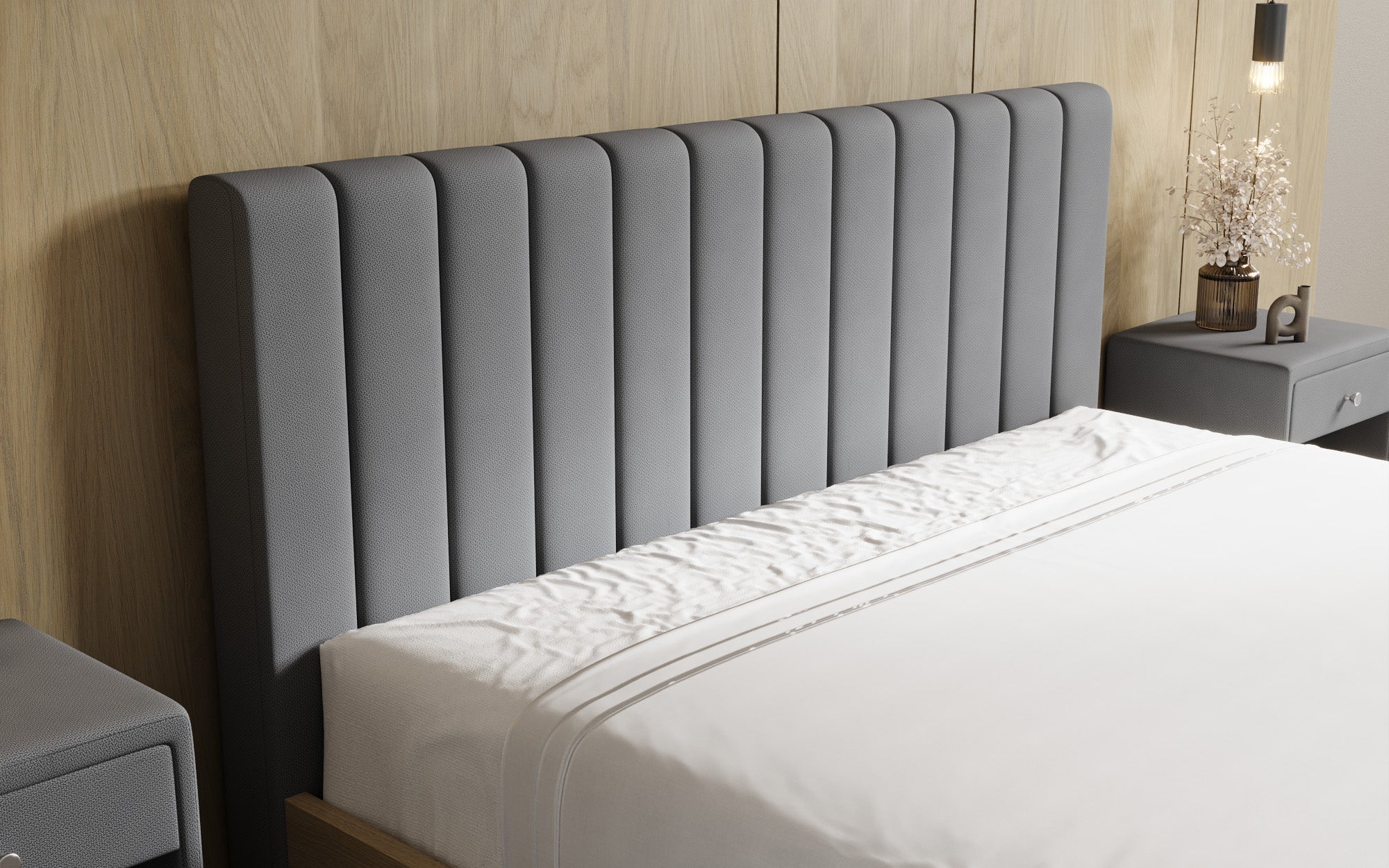 Designer gestoffeerd bed Fiore Linea in Stof met opbergruimte