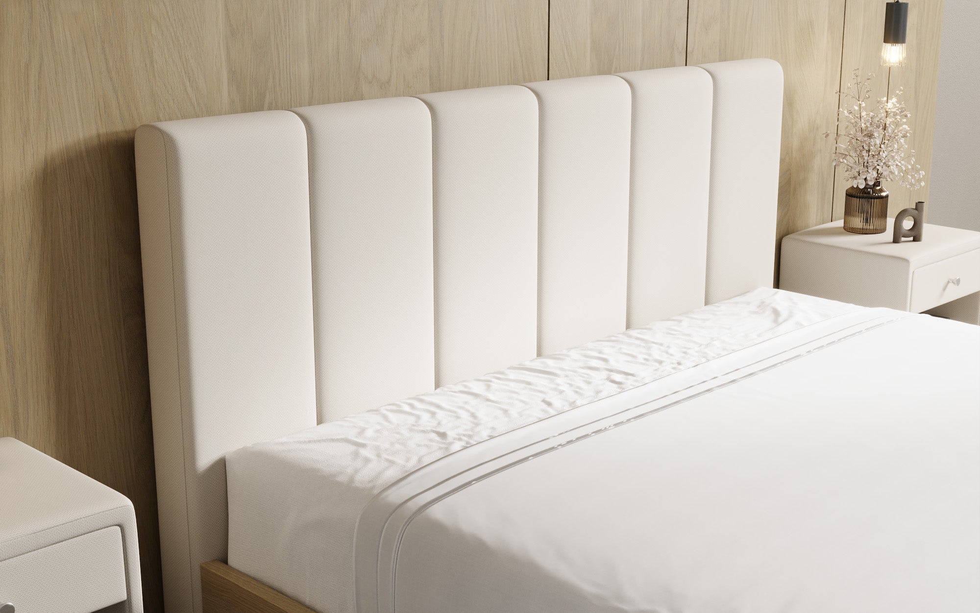 Designer gestoffeerd bed Fiore Piano in Stof met opbergruimte