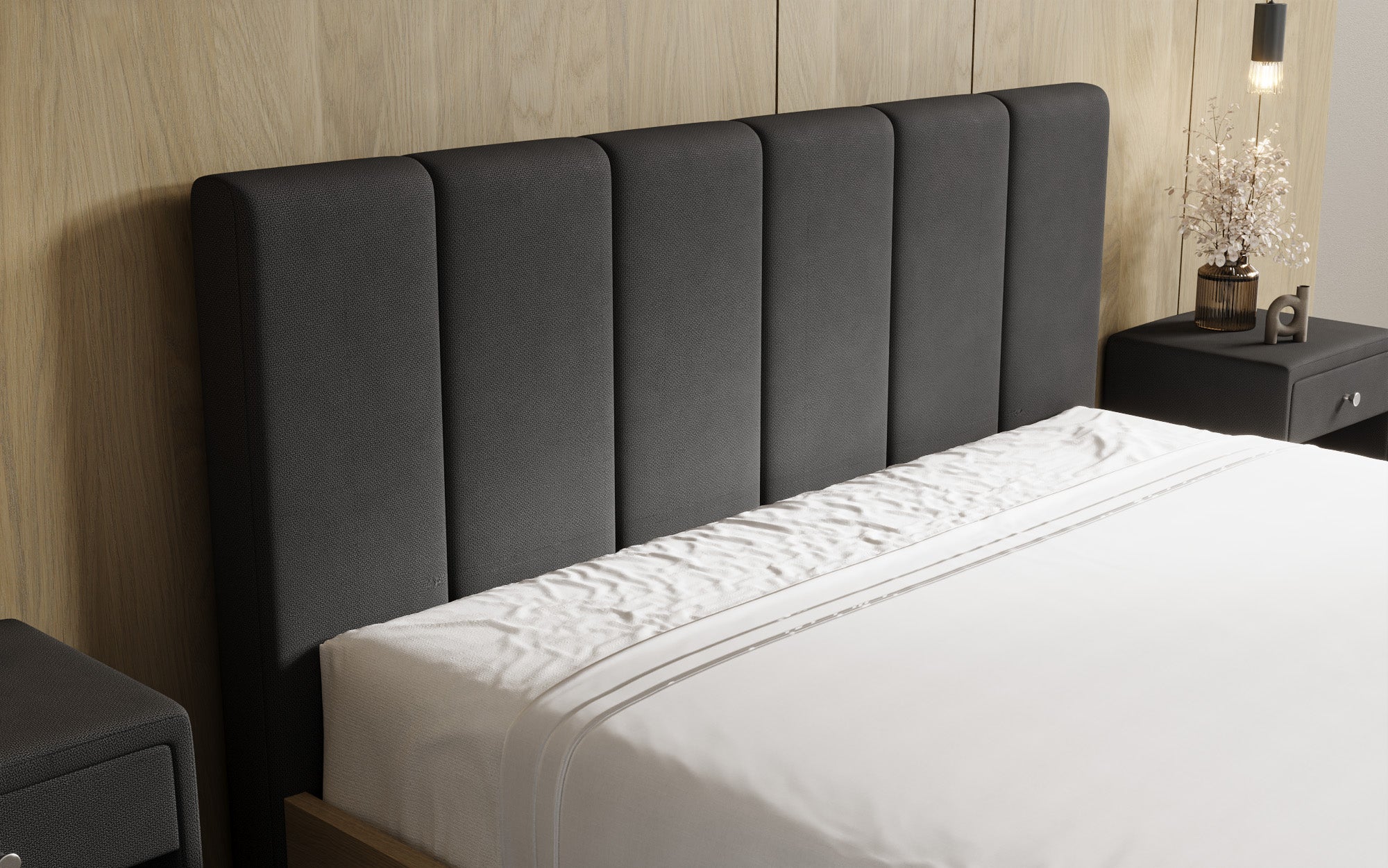 Designer gestoffeerd bed Fiore Piano in Stof met opbergruimte