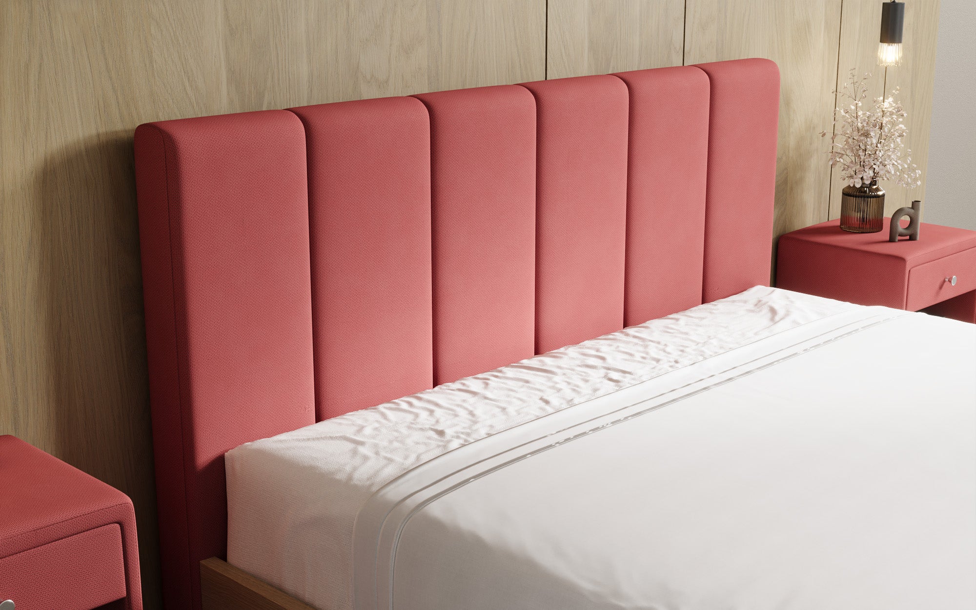 Designer gestoffeerd bed Fiore Piano in Stof met opbergruimte