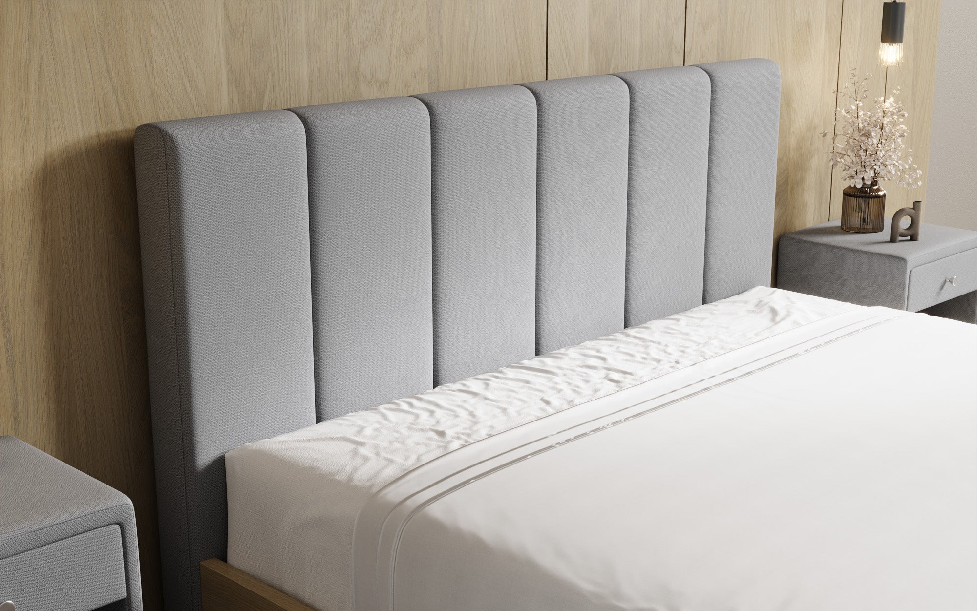 Designer gestoffeerd bed Fiore Piano in Stof met opbergruimte