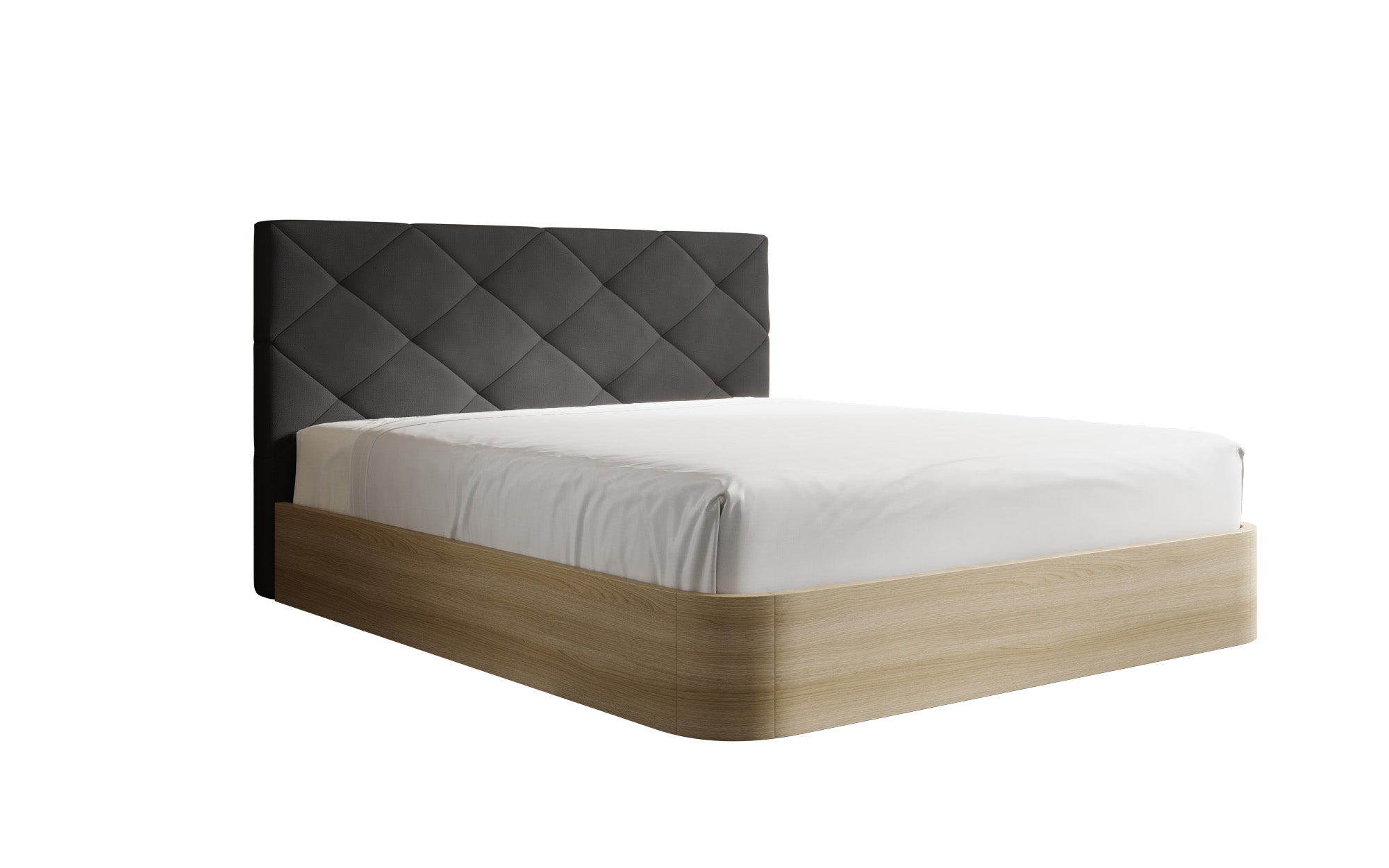 Designer gestoffeerd bed Fiore Caro in Stof met opbergruimte