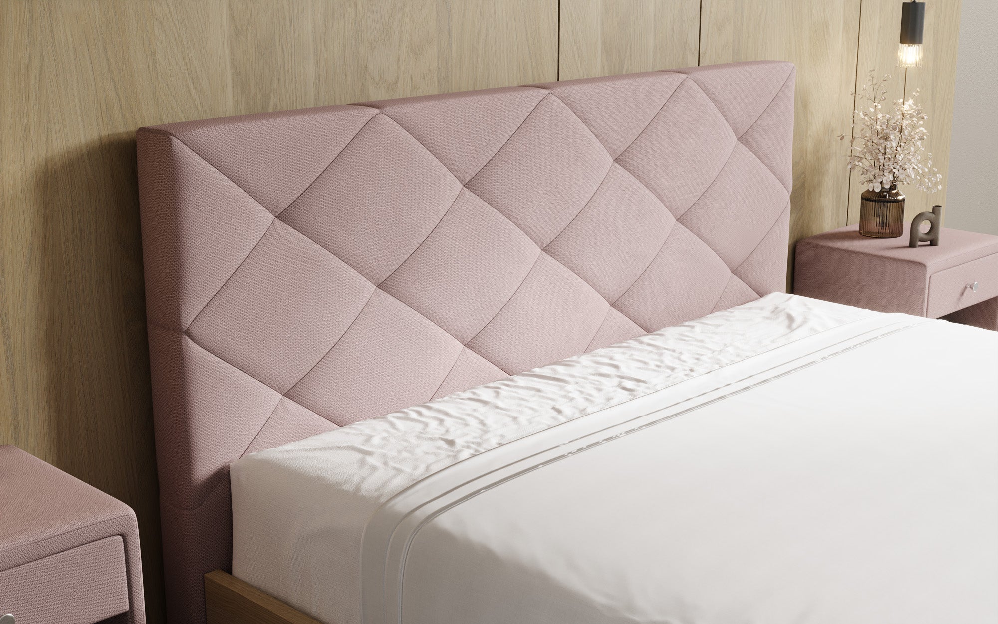 Designer gestoffeerd bed Fiore Caro in Stof met opbergruimte