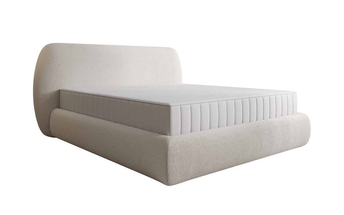 Designer gestoffeerd bed Nella in Teddystof Bouclé met opbergruimte