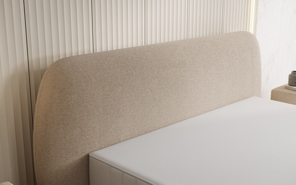 Designer gestoffeerd bed Nella in Teddystof Bouclé met opbergruimte
