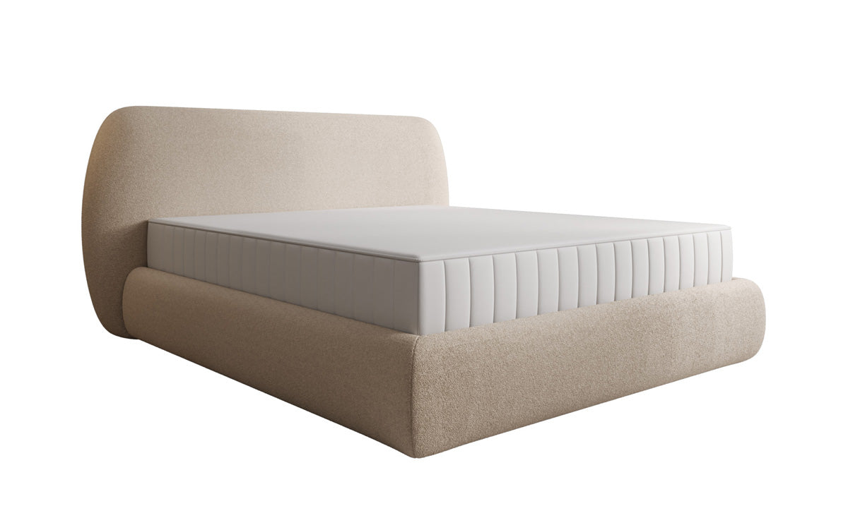 Designer gestoffeerd bed Nella in Teddystof Bouclé met opbergruimte