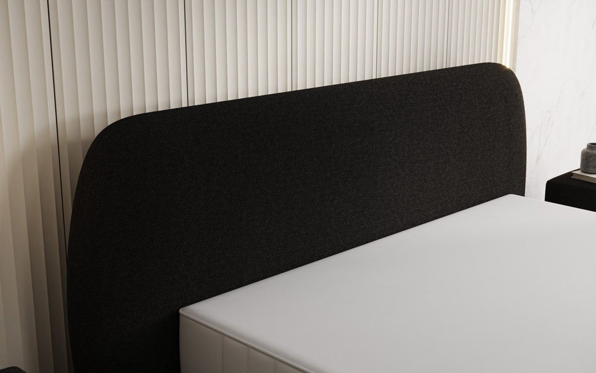 Designer gestoffeerd bed Nella in Teddystof Bouclé met opbergruimte
