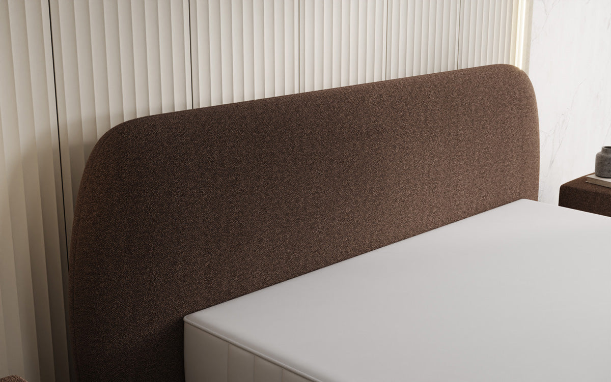 Designer gestoffeerd bed Nella in Teddystof Bouclé met opbergruimte