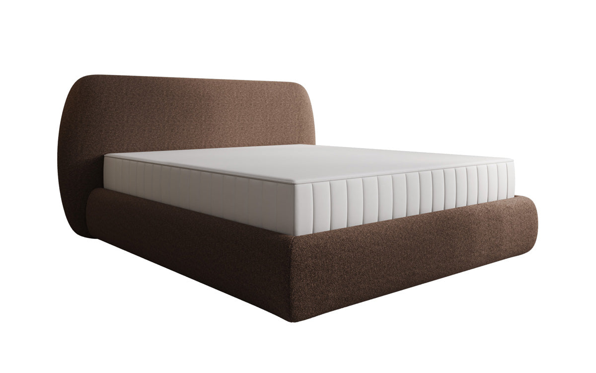 Designer gestoffeerd bed Nella in Teddystof Bouclé met opbergruimte