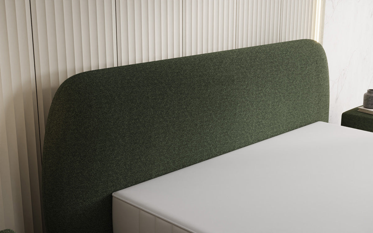 Designer gestoffeerd bed Nella in Teddystof Bouclé met opbergruimte